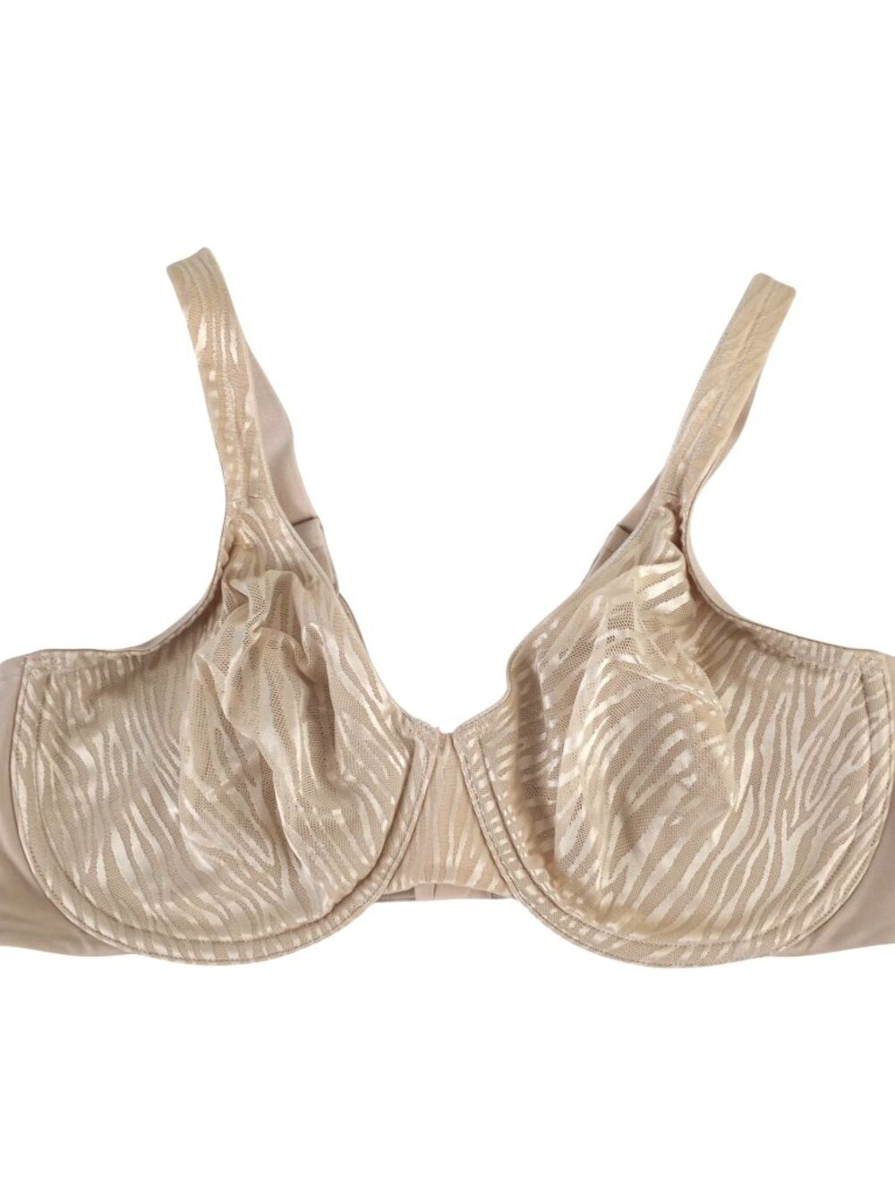 Olga Zebra Jacquard Minimizer Underwire Bra 40C Beige 3 Row 3 Hook